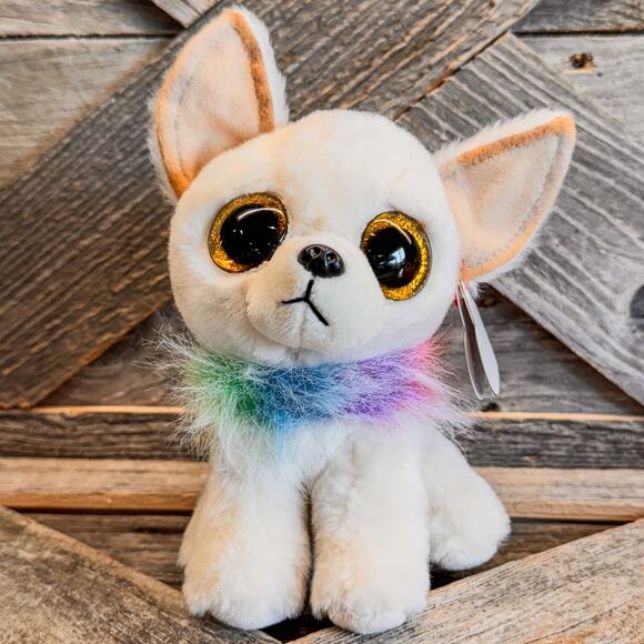 Pair of 2021 TY Beanie Boo Dogs, Chewey the Chihuahua & Rainbow the Poodle, 6" - Picture 7 of 11